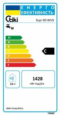 Tiki Водонагреватель SuprSD, 80 л, слим, сухой тэн, электр. упр-ние, EcoSmart, С, 700090