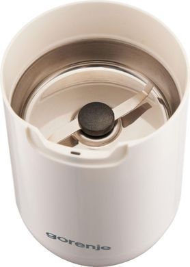 Gorenje Кавомолка роторна 150Вт, об'єм зерен-45г, 3 ступеня помолу, пластик/метал, білий SMK150SW фото