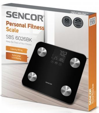 Sencor Ваги підлогові, 180 кг, AAAx3, скло, чорний SBS6026BK фото