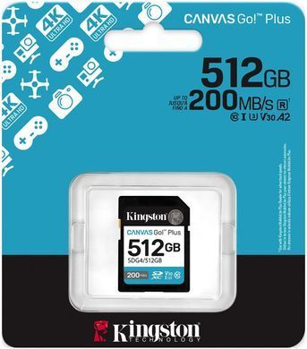 Kingston Карта памяти Kingston SD 512GB C10 UHS-I U3 V30 R200/W160MB/s SDG4/512GB фото