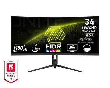 MSI Монітор MSI 34" MAG 342CQR-E2 2xHDMI, DP, Audio, VA, 3440x1440, 21:9, 180Hz, 1ms, sRGB 119%, CURVED, FreeSync, HAS 9S6-3DB64H-083 фото