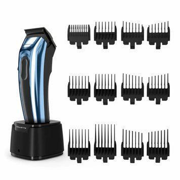 Rowenta Машинка для стрижки Barber Experience, для голови, мережа+акум., роторний мотор DC, насадок-12, нержавіюча сталь з покриттям DLC, синій TN1551E0 фото
