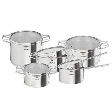 Tefal Набір посуду Nordica, 10 пр., нержавіюча сталь, скло H852SA56 фото