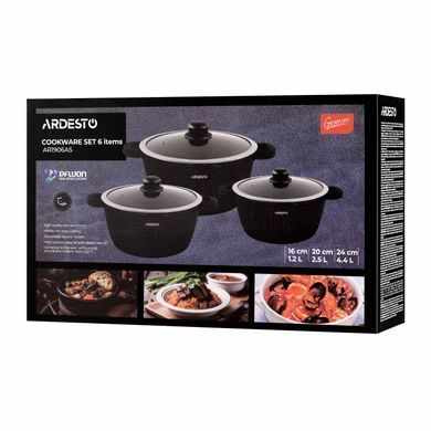 ARDESTO Cookware set Gemini Anzio, 6 pcs, aluminum, black AR1906AS фото