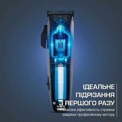 Rowenta Машинка для стрижки Barber Experience, сеть+акум., роторный мотор DC, насадок-12, кейс, нерж. сталь, синий TN1551E0 фото