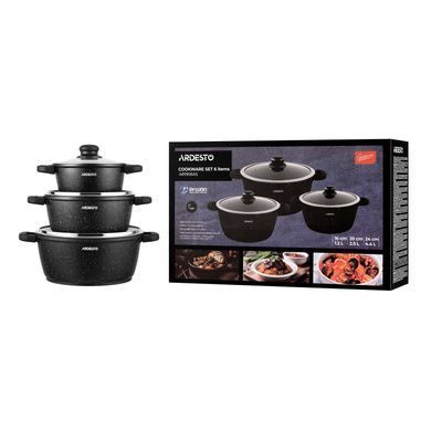 ARDESTO Cookware set Gemini Anzio, 6 pcs, aluminum, black AR1906AS фото