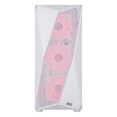 2E Gaming Корпус Aruba G3313W, без БЖ 1xUSB3.0, 2xUSB2.0, 5x120мм ARGB, VGA 300мм, LCS ready, HUB, TG Side Panel, ATX, білий 2E-G3313W фото