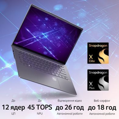 Acer Ноутбук Swift 14 AI SF14-11 14.5" WQXGA IPS, Quallcomm X1P-64-100, 16GB, F1TB, UMA, Win11, сірий NX.KZXEU.001 фото