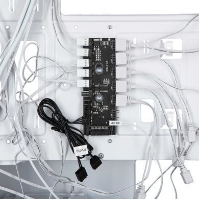 2E Gaming Корпус Aruba G3313W, без БЖ 1xUSB3.0, 2xUSB2.0, 5x120мм ARGB, VGA 300мм, LCS ready, HUB, TG Side Panel, ATX, білий 2E-G3313W фото