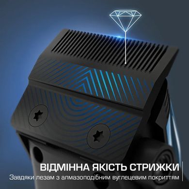 Rowenta Машинка для стрижки Barber Experience, сеть+акум., роторный мотор DC, насадок-12, кейс, нерж. сталь, синий TN1551E0 фото
