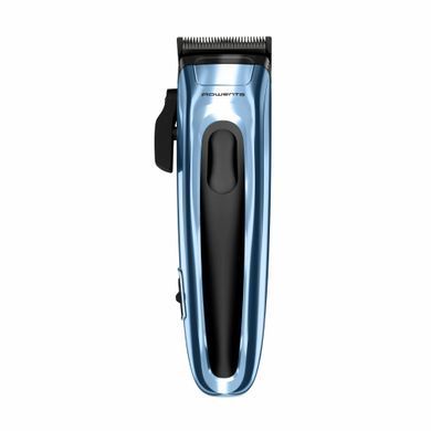 Rowenta Машинка для стрижки Barber Experience, сеть+акум., роторный мотор DC, насадок-12, кейс, нерж. сталь, синий TN1551E0 фото