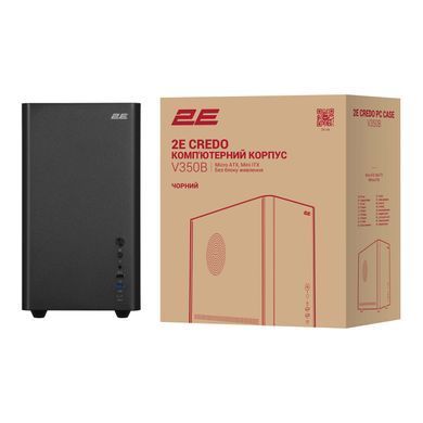 2E Корпус 2E Credo Metal V350B без БЖ, 1xUSB3.0, 1х USB 2.0, 1xUSB Type-C, 3x120мм, VGA 350мм, LCS ready, mATX, чорний 2E-V350B фото