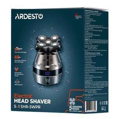 ARDESTO Бритва электр. для головы SHR-5WPR, роторная, бритв.головок-5, Li-Ion, сух.+влажн., бронзовый SHR-5WPR фото