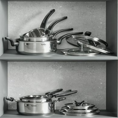 Tefal Сотейник Tefal Excellence+, з кришкою, 26см, нержавіюча сталь, скло, бакеліт, чорний E3337145 фото