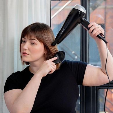 Remington Фен STYLE EDITION, 2200Вт, 3 режими, іоніз-я, хол. обдув, дифузор, гребінець, резинка, кейс, чорно-сірий D3171GP фото