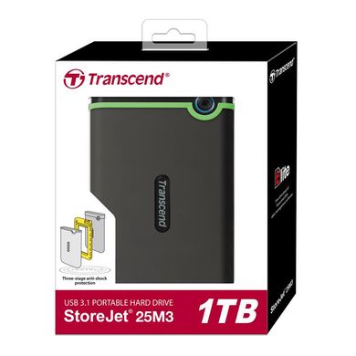 Портативний жорсткий диск Transcend 1TB USB 3.1 StoreJet 25M3 Iron Gray TS1TSJ25M3S фото
