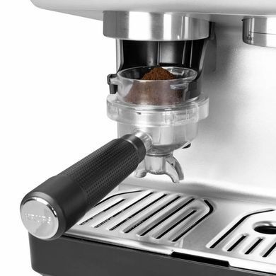 Krups Кавоварка ріжкова Precision+, 3.5л, вдубована кавомолка, ручний капучинатор, 15 бар, чорний-сірий XP804T10 фото