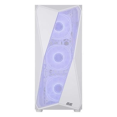 2E Gaming Корпус Aruba G3313W, без БЖ 1xUSB3.0, 2xUSB2.0, 5x120мм ARGB, VGA 300мм, LCS ready, HUB, TG Side Panel, ATX, білий 2E-G3313W фото