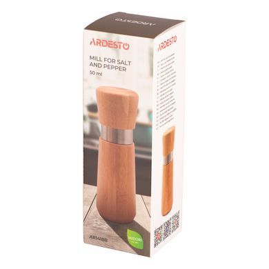 ARDESTO Млинок для солі та перцю Midori, 50мл, бамбук, нержавіюча сталь