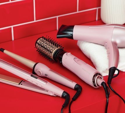 Remington Фен-щетка Coconut Smooth, 1000Вт, режимов-2, ионизиция, хол. обдув, 2 насадки, черно-розовый AS5901 фото