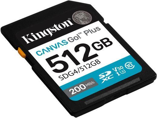Kingston Карта памяти Kingston SD 512GB C10 UHS-I U3 V30 R200/W160MB/s SDG4/512GB фото