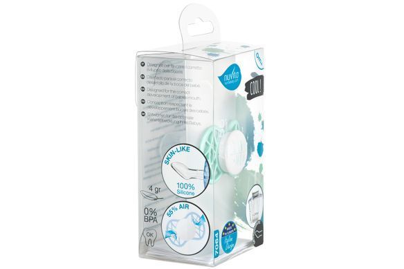 Nuvita Пустышка Air55 Cool 0мес+, ортодонтическая, с колпачком, I LOVE MUM светло-голубой NV7064SG фото