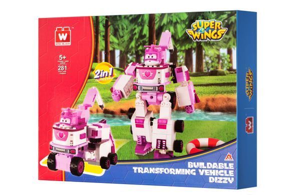 Super Wings Конструктор-трансформер Small Blocks 2-in-1 Buildable Transforming Vehicle Dizzy, Диззи EU385006 фото
