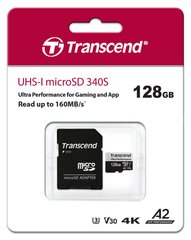 Карта пам'яті Transcend microSD 128GB C10 UHS-I U3 A2 R160/W125MB/s + SD TS128GUSD340S фото