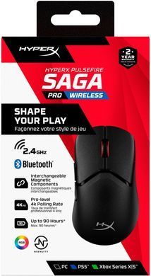 HyperX Мишь Pulsefire SAGA PRO, RGB, USB-A/WL/BT, черный A2PB2AA фото