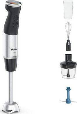 Tefal Блендер погружной Quickchef+ 1000Вт, 3в1, чаша-800мл, чопер-500мл, турборежим, серебристо-черный HB67E830 фото