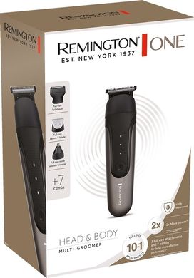 Remington Триммер One для бороды, усов,головы, тела, носа, интим.зон, акум., насадок-10, 60 мин. работы, сталь, черный PG760 фото