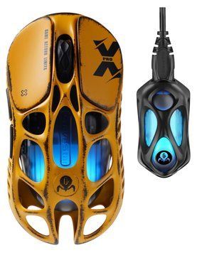 GravaStar Миша Mercury X Pro, 8K, BT/WL/USB-A, RGB, Battle-Worn Yellow GS_X_PRO_YLW фото