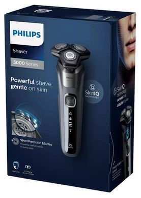 Philips Бритва електр. Series 5000 роторная, 9Вт, бритв.головок-3, Li-Ion, сух.+влажн., триммер, чехол, серый S5887/30 фото