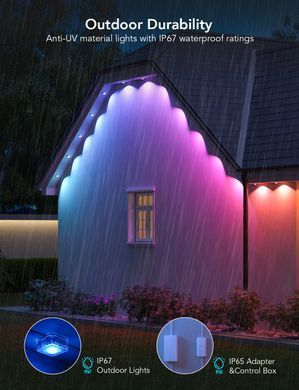 Govee Гірлянда Smart LED H705A Permanent Outdoor Lights, RGBIC, IP67, 30м, кабель прозорий H705A3D1 фото