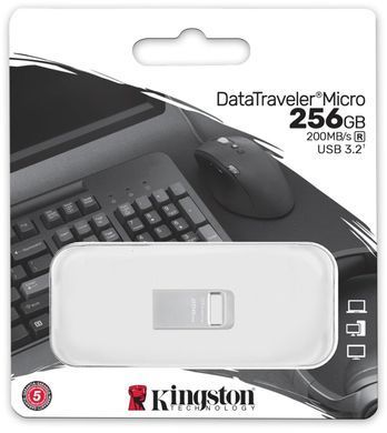 Накопичувач Kingston 256GB USB 3.2 Type-A Gen1 DT Micro R200MB/s Metal DTMC3G2/256GB фото