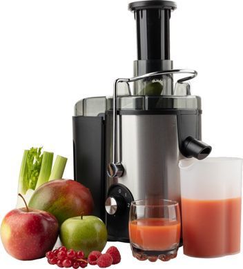 Gorenje Соковитискач відцентрований 400Вт, чаша-0.6л, жмих-1.6л, жолоб на ціле яблуко, пластик/метал, чорний JC400BE фото
