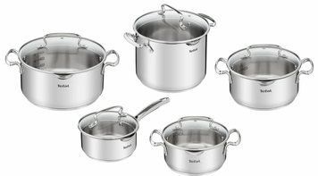 Tefal Набір посуду Duetto Plus, 10предметів, нержавіюча сталь, скло G719SA55 фото