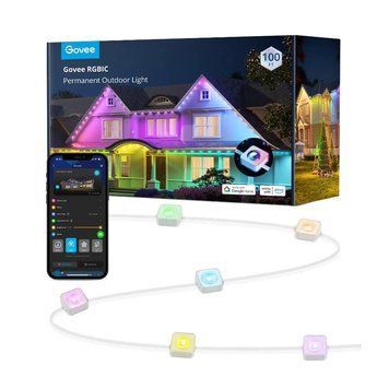 Govee Гірлянда Smart LED H705A Permanent Outdoor Lights, RGBIC, IP67, 30м, кабель прозорий H705A3D1 фото