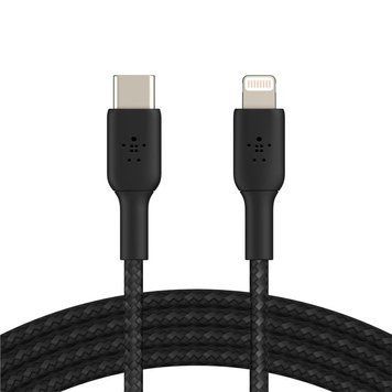 Belkin Кабель USB-C > Lightning заряджання/синхронізації 1м, 30Вт, Type-C, плетений, чорний CAA004BT1MBK фото