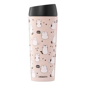 ARDESTO Термокухоль Coffee Time Cats 450мл, нержавіюча сталь, коричневий AR2645FC фото