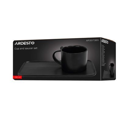 ARDESTO Set cup and saucer, 250ml, new bone china, black AR3073BS фото