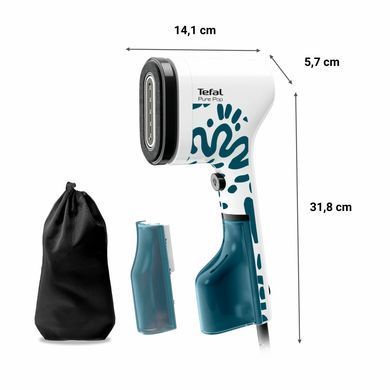 Tefal Відпарювач компактний Pure Pop Home & Travel, 1300Вт, 70мл, постійна пара - 20гр, біло-синій DT2040E1 фото