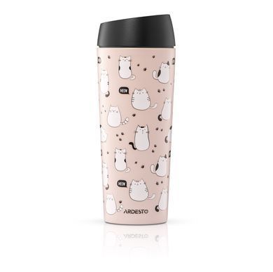 ARDESTO Термочашка Coffee Time Cats 450мл, нержавеющая сталь, коричневый AR2645FC фото