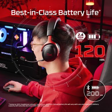 HyperX Гарнітура ігрова Cloud III S, WL/USB-A/USB-C, чорно-червоний A59Z0AA фото