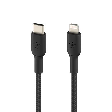 Belkin Кабель USB-C > Lightning заряджання/синхронізації 1м, 30Вт, Type-C, плетений, чорний CAA004BT1MBK фото