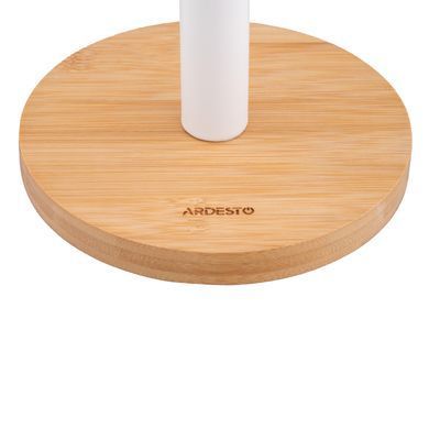 ARDESTO Тримач для паперових рушників Midori 15х34см, метал, бамбук, білий AR0913WB фото