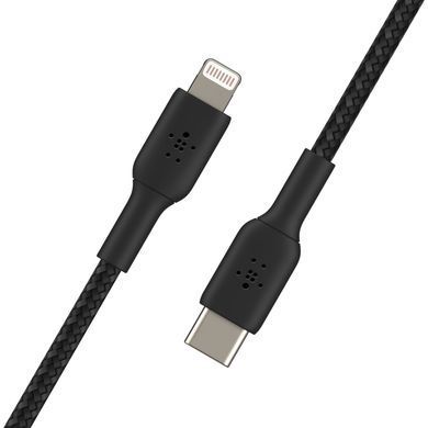 Belkin Кабель USB-C > Lightning заряджання/синхронізації 1м, 30Вт, Type-C, плетений, чорний CAA004BT1MBK фото