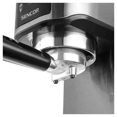 Sencor Кавоварка Sencor ріжкова 1л, мелена, автоматичний капучинатор, LCD-дисплей, нерж. сталь, сірий SES4910SS фото