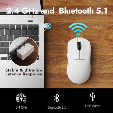Lemokey Миша G1 USB-A/USB-C/WL/BT, 8K, білий G1-A2 фото