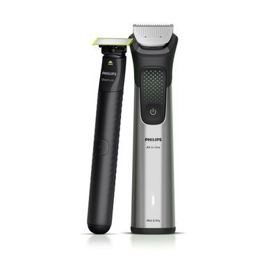 Philips Тример Philips Series 9000, для бороди, голови та тіла, насадок-15, OneBlade в компл., сталь, сірий MG9558/15 фото